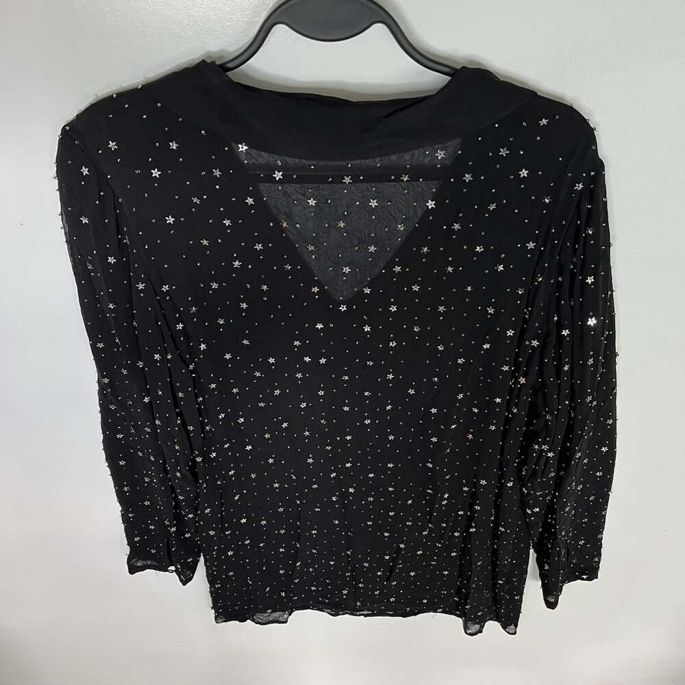 All Saints Shalien Star Embellished Sheer Black Top Blouse - Picture 13 of 13